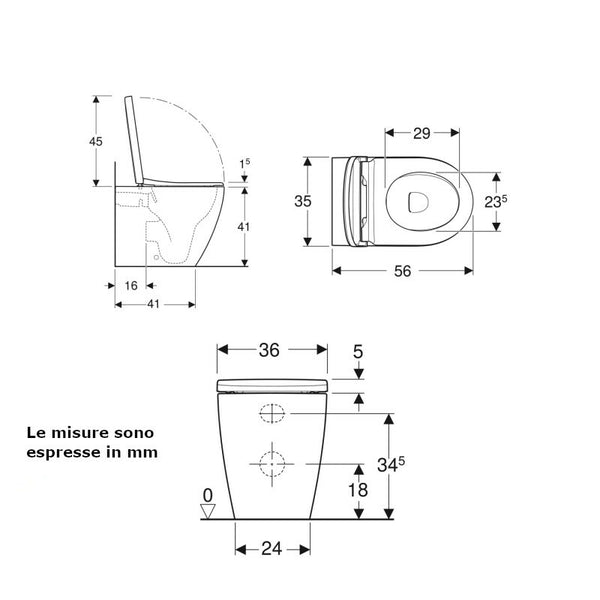 Vaso a pavimento Geberit iCon 502.383.00.1 completo di sedile soft-close