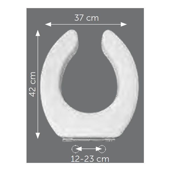Sedile universale disabili 10 cm con coperchio bianco europeo