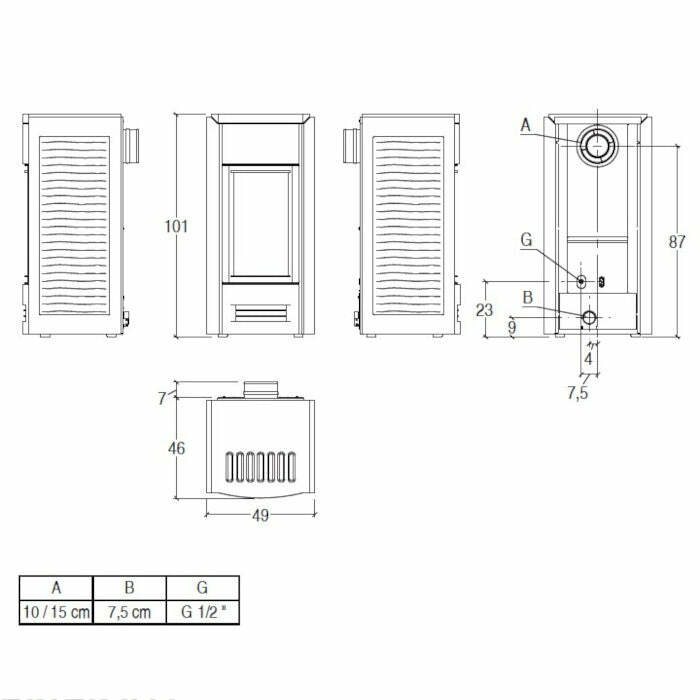 Piazzetta G958 D stufa a gas metano canalizzabile 5 kW