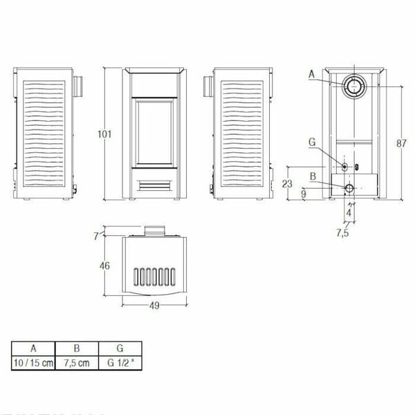 Piazzetta G958 D stufa a gas metano canalizzabile 5 kW