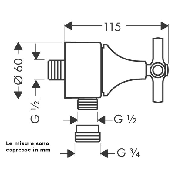 Maniglia a croce Axor Terrano Fix-fit Stop 37883000 1/2" Hansgrohe