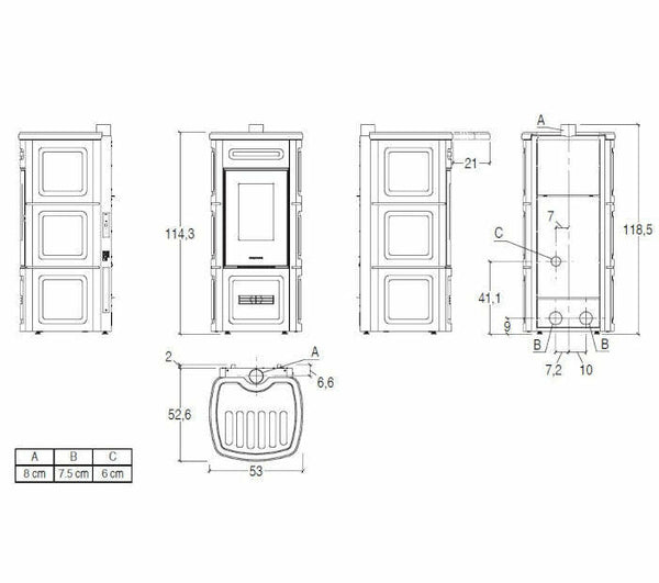 Piazzetta P220 C TOP stufa a pellet 8,5 kW scarico superiore