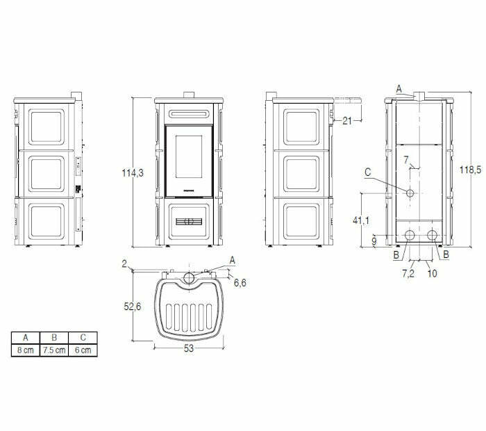 Piazzetta P220 C TOP stufa a pellet 8,5 kW scarico superiore