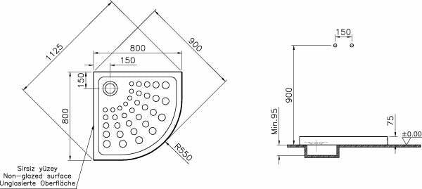 Vitra Arkitekt piatto doccia angolare 80 x 80 cm ceramica bianco