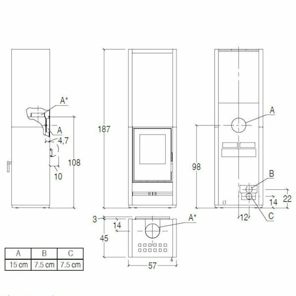 Piazzetta E928 H BCS stufa a legna 11,1 kW