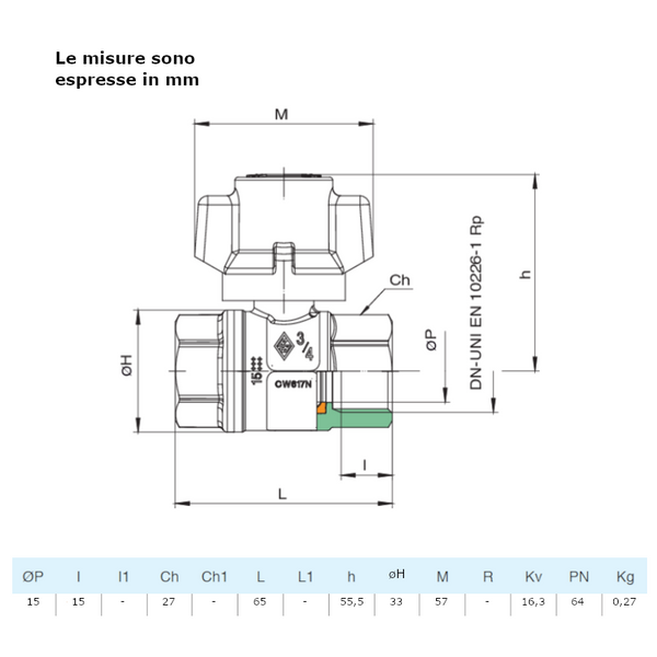 Valvola a sfera Rubinetterie Bresciane BUBBLE BLOCK 2090 1/2"