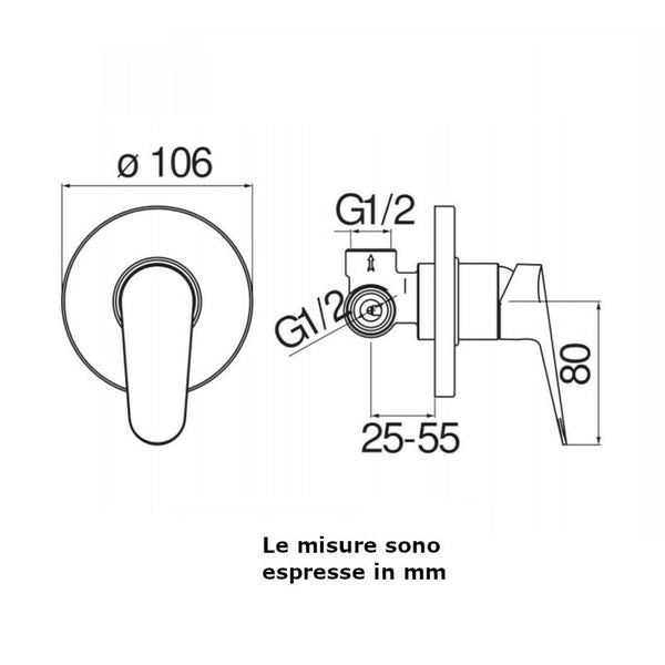 Nobili Blues miscelatore doccia a incasso a 1 via cromato