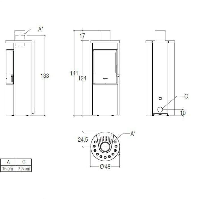Piazzetta E124 A BCS stufa a legna 7,2 kW a convezione naturale