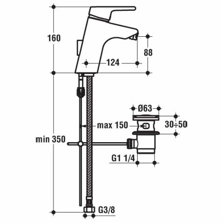 Miscelatore monocomando bidet Active B8064AA Ideal Standard con piletta 1"1/4