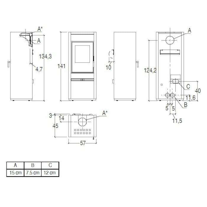 Piazzetta E128 A stufa a legna 11 kW a convezione naturale
