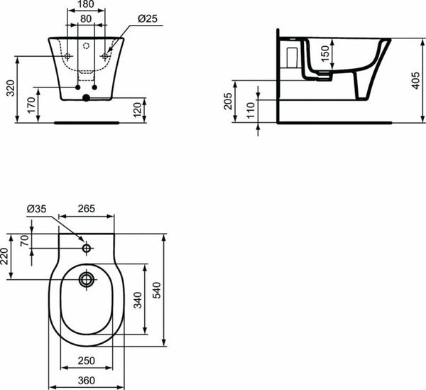 Ideal Standard CONNECT AIR bidet sospeso con fissaggi nascosti