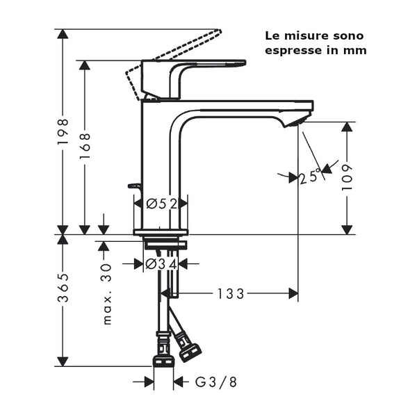 Miscelatore lavabo 110 Rebris S 72519000 Hansgrohe CoolStart con saltarello