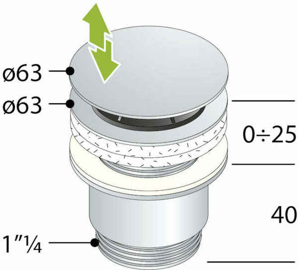 OMP Clicker hotellerie piletta clic-clac senza troppo pieno 35 x 63 mm