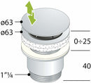 OMP Clicker hotellerie piletta clic-clac senza troppo pieno 35 x 63 mm