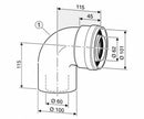 Bosch Junkers AZ 366 curva 90 concentrica, diametro 60/100 mm, alluminio bianco