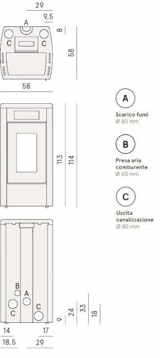 Cadel Atena Plus 14 stufa Pellet Air Plus canalizzabile 14 KW metallo