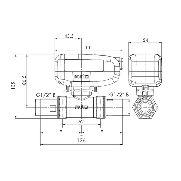 Valvola di zona TMO15-2MM SPST M1S Mut a 2 vie motorizzata con relè 1/2" MM
