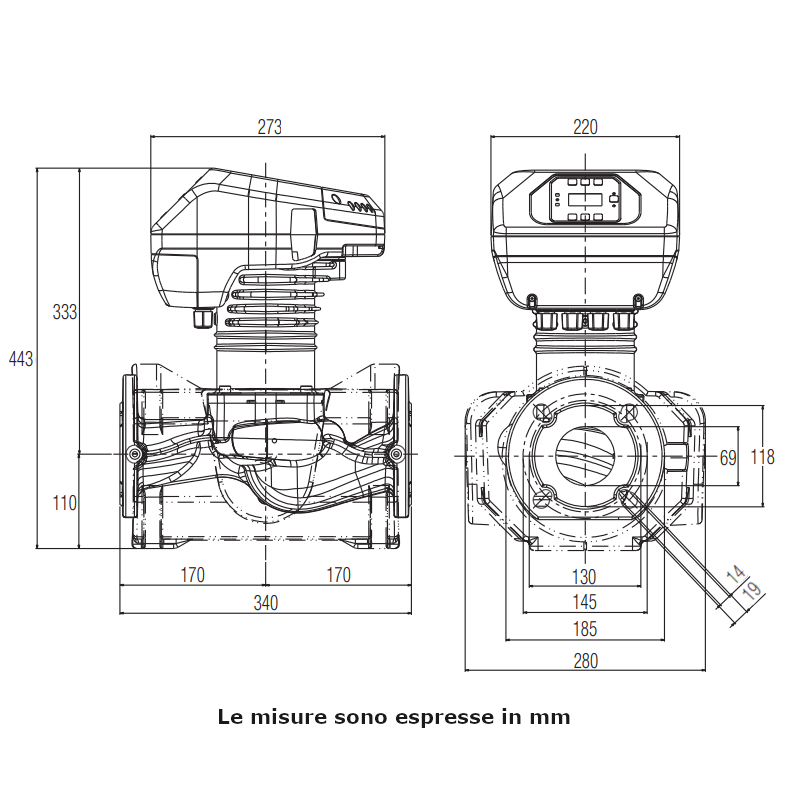 Circolatore singolo Evoplus B 40/340.65 M Dab 190 W