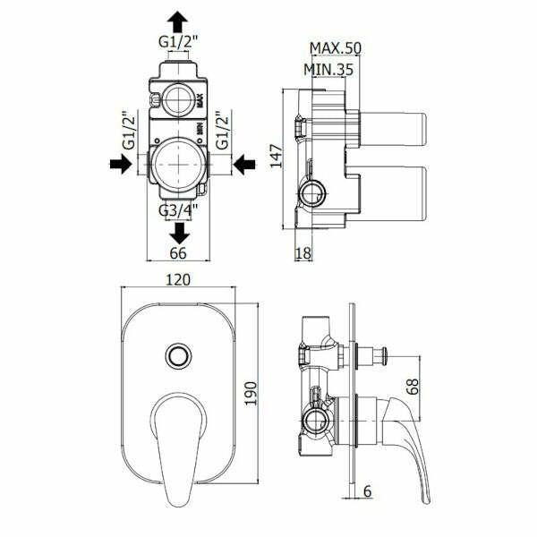 Paffoni Nettuno Due miscelatore incasso doccia 2 uscite cromo
