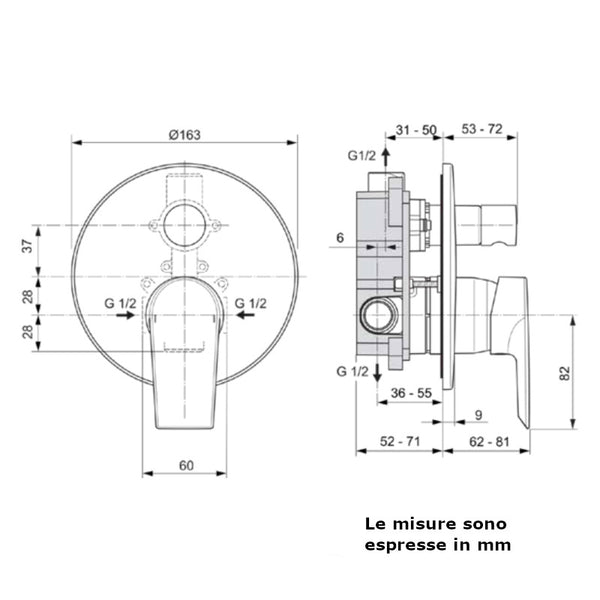 Miscelatore vasca/doccia ad incasso Ceramix A6549AA Ideal Standard con deviatore