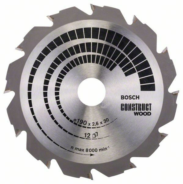 Bosch Construct Wood lama per sega circolare 190 x 30 x 2,6 mm, 12 denti