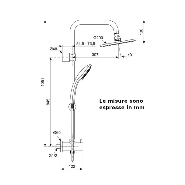 Colonna doccia Idealrain A5689AA Ideal Standard senza miscelatore