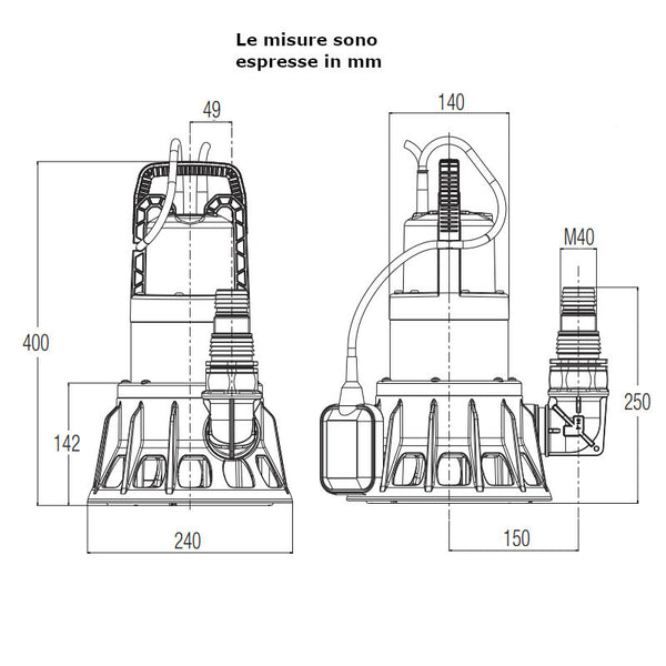 Dab Feka BVP 750 M-A pompa sommergibile acque sporche con galleggiante 0,75 kW