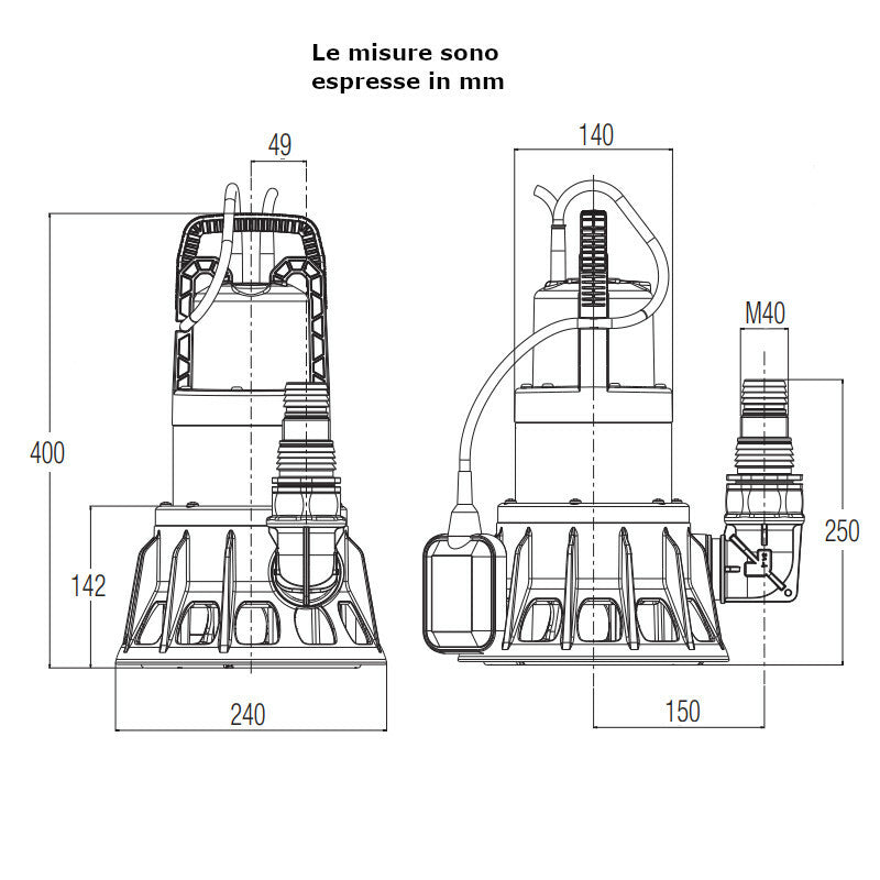 Dab Feka BVP 750 M-A pompa sommergibile acque sporche con galleggiante 0,75 kW