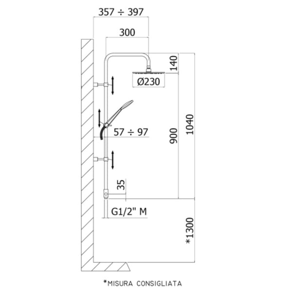 Colonna doccia Birillo Young ZCOL680CR Paffoni senza miscelatore