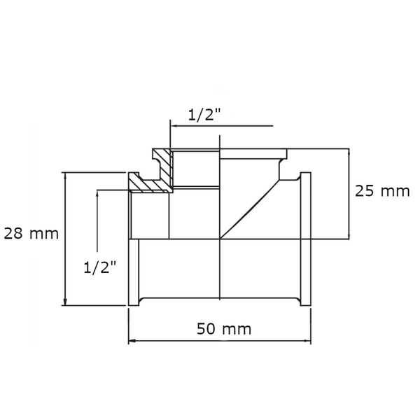 Raccordo a T filettato OT5005 Frabo 1/2" F