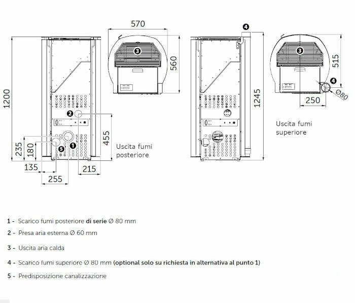 CS Thermos Arianna 10 Ceramic stufa a pellet/biomassa canalizzabile 10,16 KW