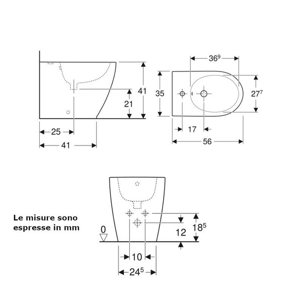 Bidet a pavimento Geberit iCon 502.384.00.1 con fissaggio nascosto