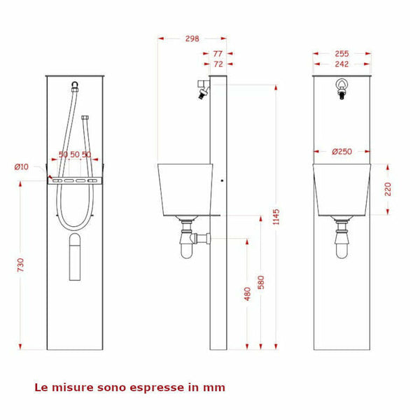 Fontana da giardino a parete, Antracite - Bel-Fer 42/PRT.5