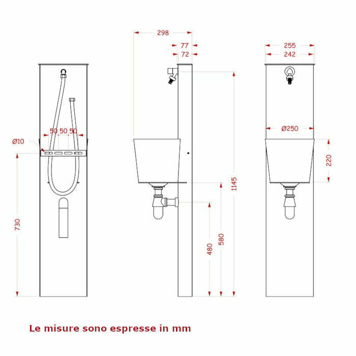 Fontana da giardino a parete, Antracite - Bel-Fer 42/PRT.5