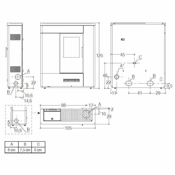Piazzetta P137 stufa a pellet slim 10,5 kW