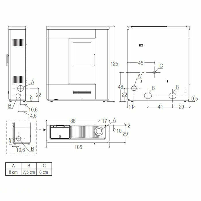 Piazzetta P137 stufa a pellet slim 10,5 kW