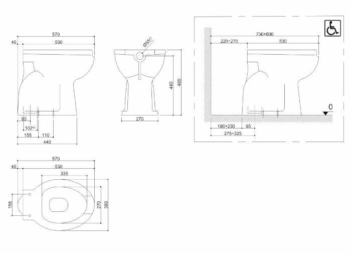 Ponte Giulio Casual+ vaso sanitario apertura frontale a pavimento scarico suolo