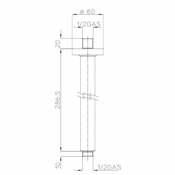 Bossini H30000G braccio verticale doccia rosone 28 mm lunghezza 30 cm