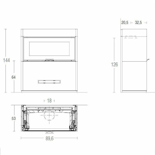 Piazzetta LUGANO MC 80/64 BL stufa caminetto a legna 11 kW