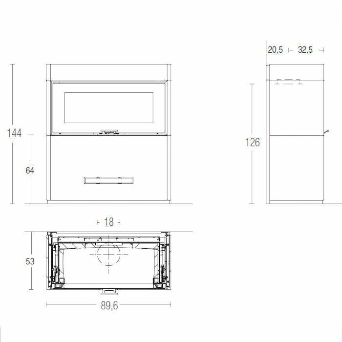 Piazzetta LUGANO MC 80/64 BL stufa caminetto a legna 11 kW