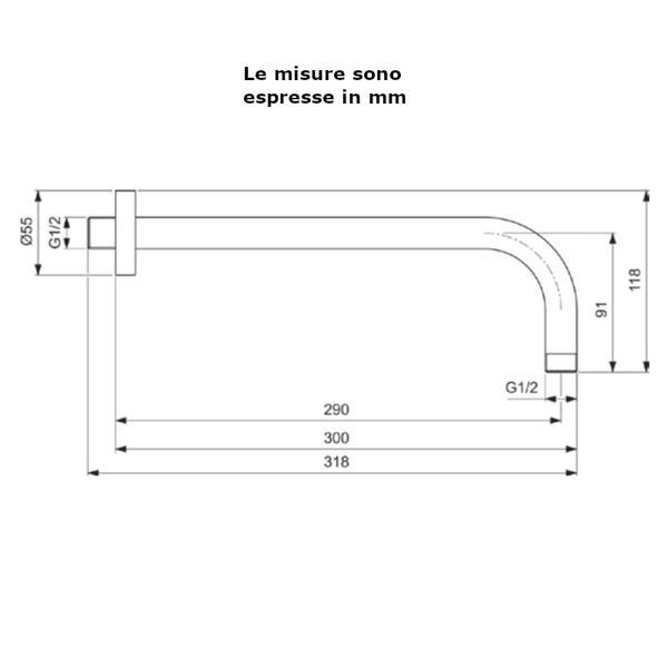 Braccio doccia IdealRain B9444AA Ideal Standard 300 mm cromo