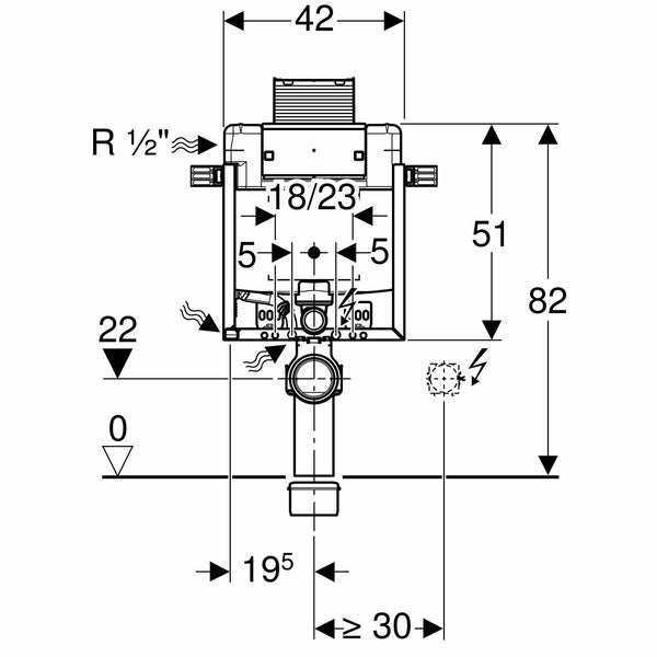 Geberit Combifix modulo wc sospeso 82 cm cassetta da incasso Omega 12cm