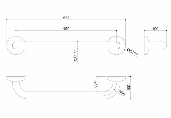 Ponte Giulio Paint maniglione di sicurezza lineare 53,3 cm bianco lino