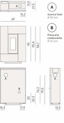 Cadel Grace stufa Pellet Air ermetica 7 KW, rivestimento metallo