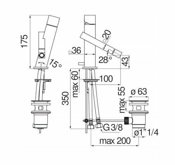 Nobili Tower miscelatore bidet cromato