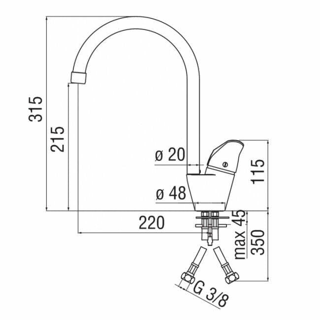 Nobili Hera 2005 miscelatore lavello con bocca girevole H547113CR