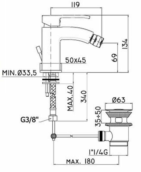 Paffoni Level miscelatore bidet con scarico auto cromato