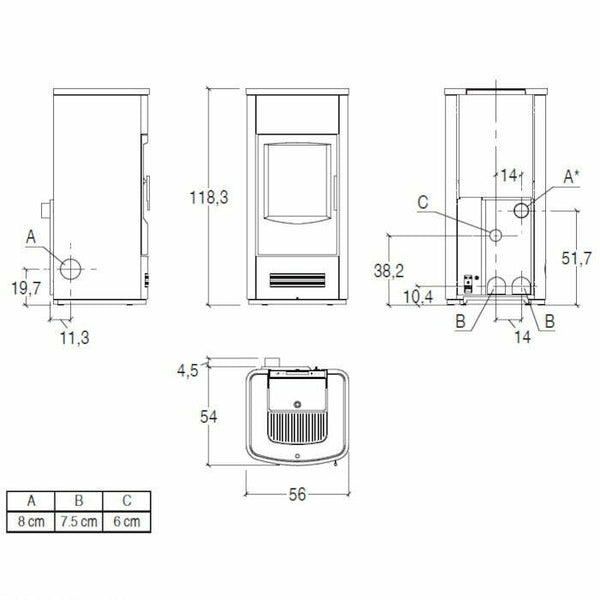Piazzetta P163 stufa a pellet 10,1 kW