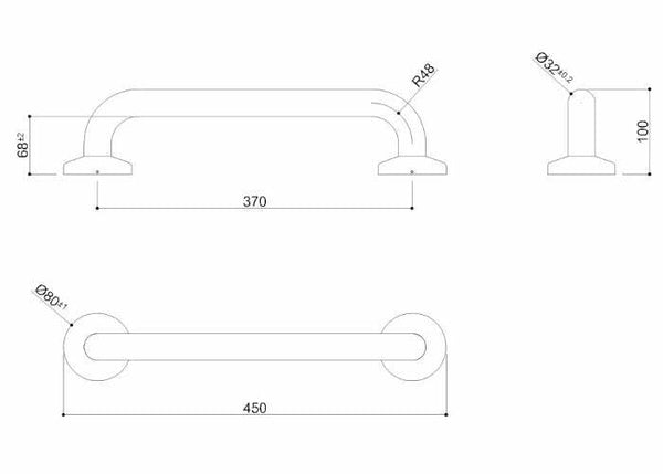 Ponte Giulio maniglione di sicurezza lineare 45 cm acciaio inox lucido