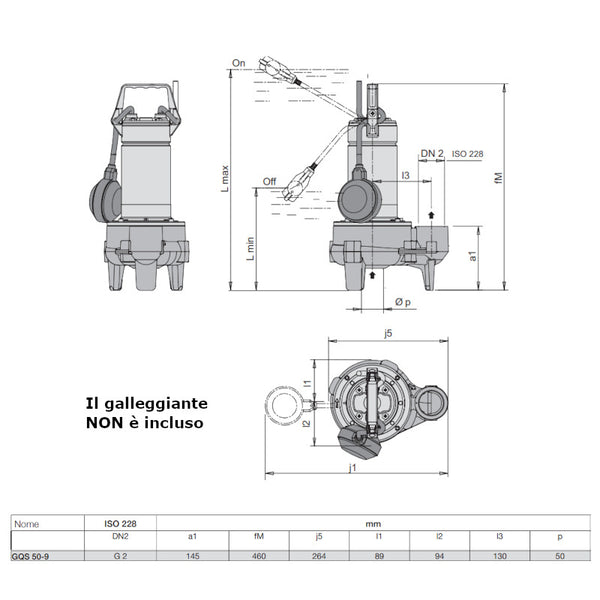 Pompa sommergibile GQS 50-9 Calpeda TRIFASE 0,75 kW